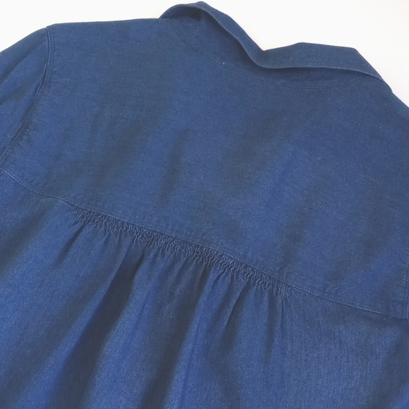 LOFT Deep Royal Blue Rayon Button-Up Long Sleeve Shirt SP - Picture 4 of 11